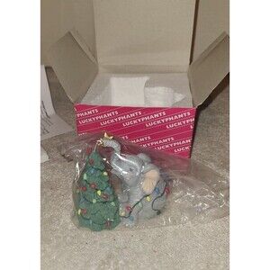 Ornament1997 Luckyphants Christmas Vintage Elephant and Bird with Christmas Tree